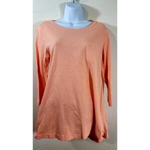 Westbound Light Orange Slub Knit 3/4 Sleeve Top Medium Lightweight Soft Stretch